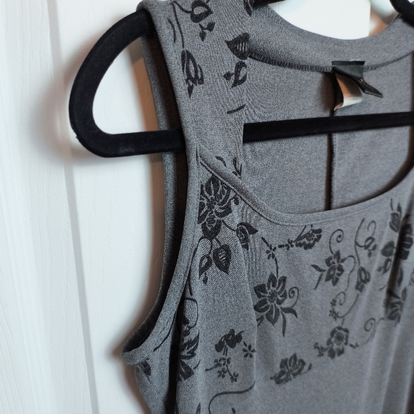 Vintage B. Moss Elegant Modest Floral Sleeveless Maxi Tank Dress 6 Gray/Black - Picture 6 of 8